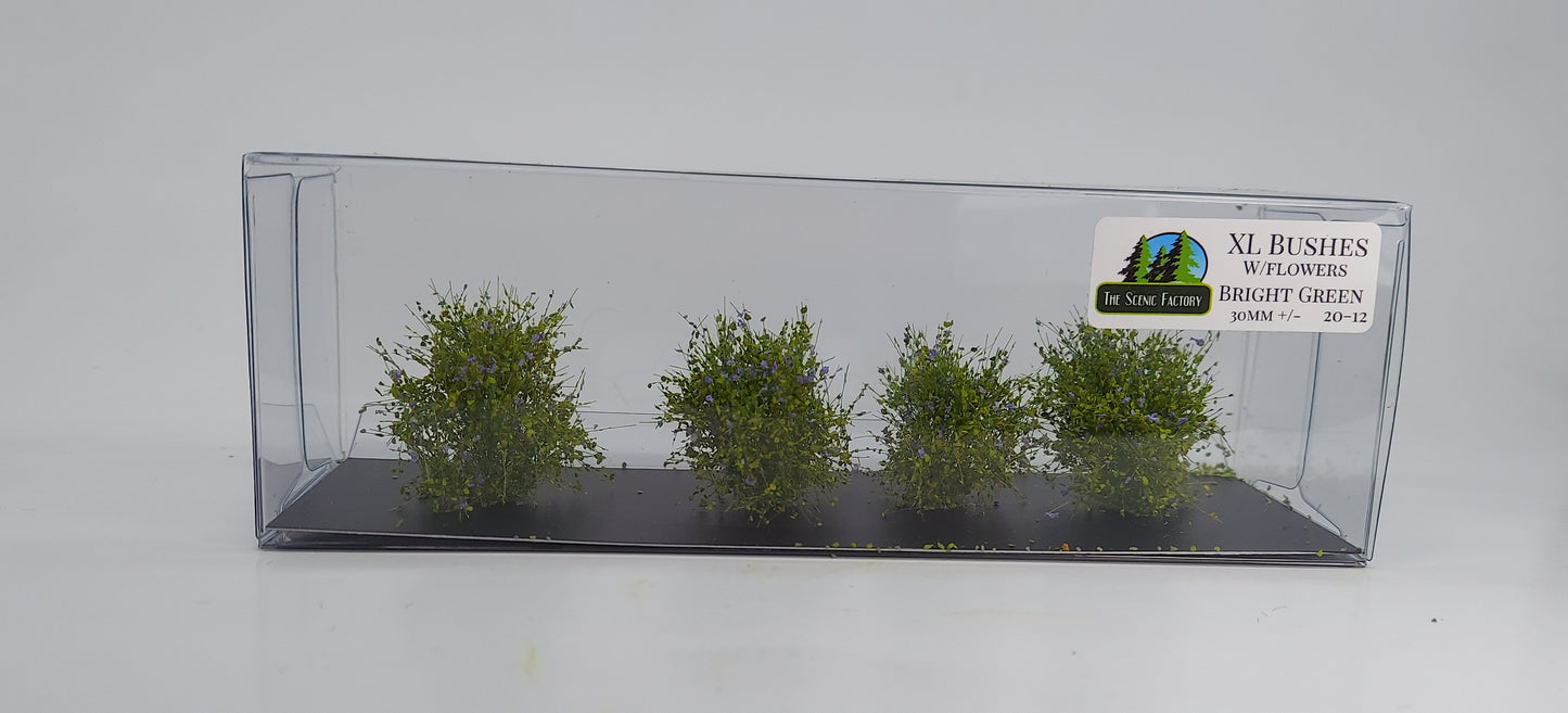 XL Bushes 30mm +/- [Bright Green w/Lavender Flowers]