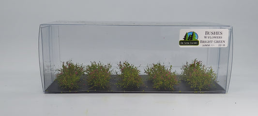 Bushes 20mm +/- [Bright Green w magenta flowers]